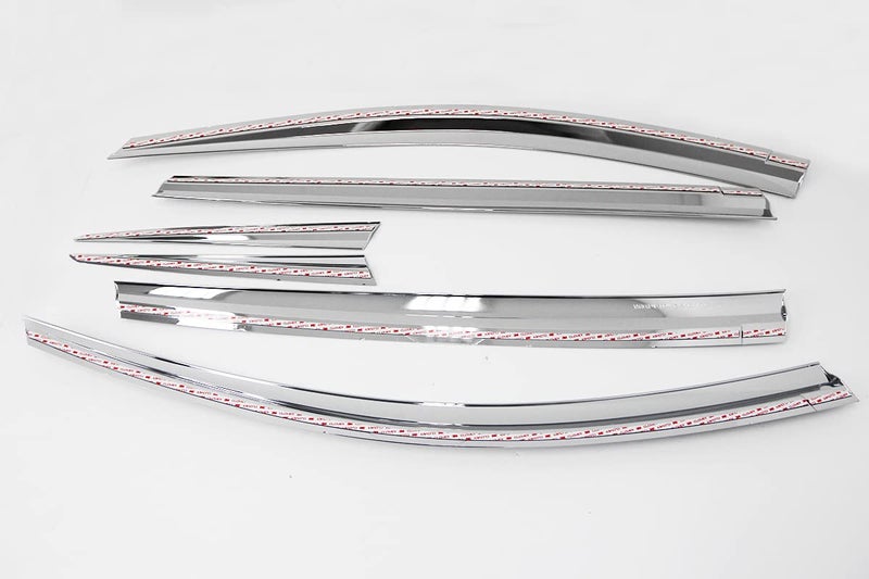 AUTO CLOVER AUTOCLOVER Tape-On Rain Guards Window Visors 6 Pcs Set for Toyota Rav4 2013 2014 2015 2016 2017 2018 / Window Deflectors, Out-Channel Vent Shades (Chrome) - Image 2